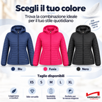 Piumino 100 grammi Donna Mezza Stagione, Piumino Donna 100 Grammi con Cappuccio Risulta Leggero, Caldo e Permette di Muoversi Liberamente per un Comfort Garantito