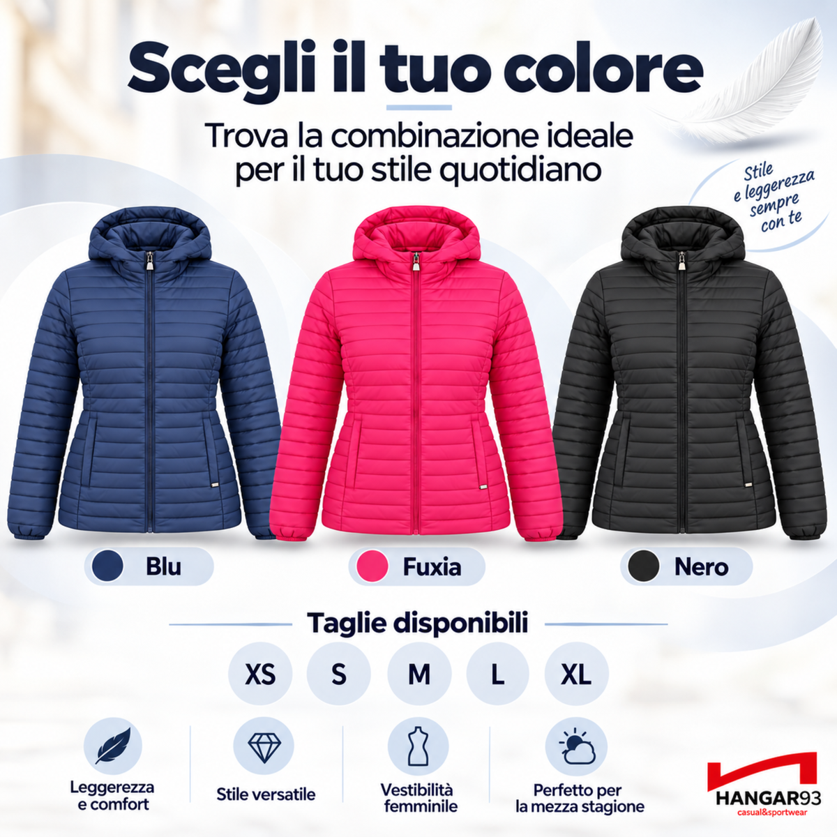 Piumino 100 grammi Donna Mezza Stagione, Piumino Donna 100 Grammi con Cappuccio Risulta Leggero, Caldo e Permette di Muoversi Liberamente per un Comfort Garantito