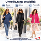 Piumino 100 grammi Donna Mezza Stagione, Piumino Donna 100 Grammi con Cappuccio Risulta Leggero, Caldo e Permette di Muoversi Liberamente per un Comfort Garantito