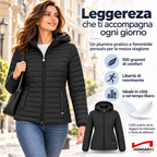 Piumino 100 grammi Donna Mezza Stagione, Piumino Donna 100 Grammi con Cappuccio Risulta Leggero, Caldo e Permette di Muoversi Liberamente per un Comfort Garantito
