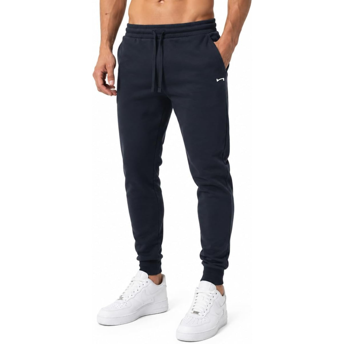 Pantaloni Tuta Uomo 100% Cotone Interlock 4 Stagioni, Pantalone con Tessuto Spesso Grazie alla Tessitura Interlock e Traspirante, per Palestra, Scuola, Lavoro, Look Casual