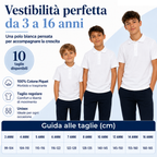 Polo Bianca Bambino 8-16 anni, 100% Cotone Piquet, Maglietta Bambina Unisex Taglie da 8 a 16 Anni, Fresca ed Elegante Perfetta per Scuola e Tempo Libero, Tessuto Anallergico