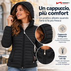 Piumino 100 grammi Donna Mezza Stagione, Piumino Donna 100 Grammi con Cappuccio Risulta Leggero, Caldo e Permette di Muoversi Liberamente per un Comfort Garantito