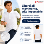 Polo Bianca Bambino 3-7 anni, 100% Cotone Piquet, Maglietta Bambina Unisex Taglie da 3 a 16 Anni, Fresca ed Elegante Perfetta per Scuola e Tempo Libero, Tessuto Anallergico