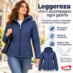 Piumino 100 grammi Donna Mezza Stagione, Piumino Donna 100 Grammi con Cappuccio Risulta Leggero, Caldo e Permette di Muoversi Liberamente per un Comfort Garantito