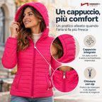 Piumino 100 grammi Donna Mezza Stagione, Piumino Donna 100 Grammi con Cappuccio Risulta Leggero, Caldo e Permette di Muoversi Liberamente per un Comfort Garantito