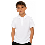 Polo Bianca Bambino 3-7 anni, 100% Cotone Piquet, Maglietta Bambina Unisex Taglie da 3 a 16 Anni, Fresca ed Elegante Perfetta per Scuola e Tempo Libero, Tessuto Anallergico