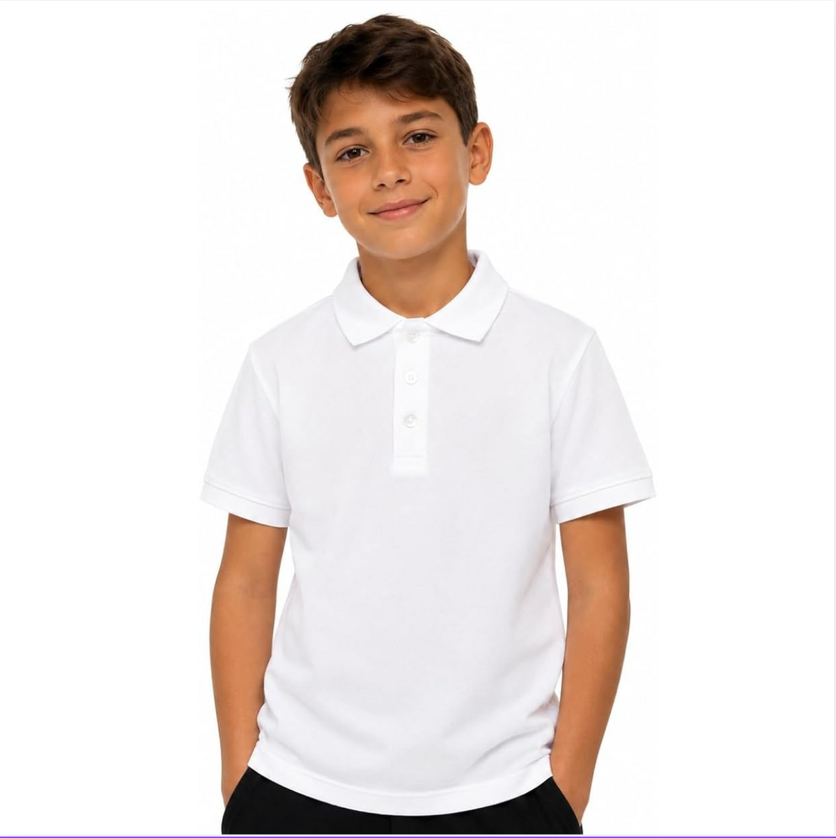 Polo Bianca Bambino 3-7 anni, 100% Cotone Piquet, Maglietta Bambina Unisex Taglie da 3 a 16 Anni, Fresca ed Elegante Perfetta per Scuola e Tempo Libero, Tessuto Anallergico