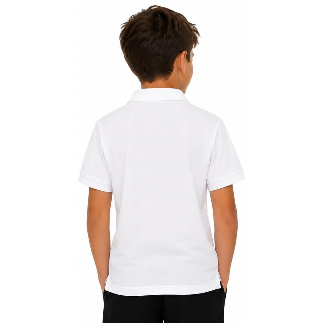 Polo Bianca Bambino 3-7 anni, 100% Cotone Piquet, Maglietta Bambina Unisex Taglie da 3 a 16 Anni, Fresca ed Elegante Perfetta per Scuola e Tempo Libero, Tessuto Anallergico