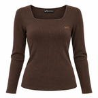 Maglia in costina con scollo quadrato