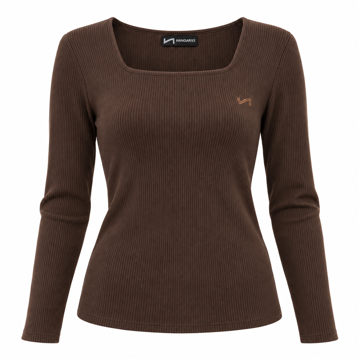 Maglia in costina con scollo quadrato