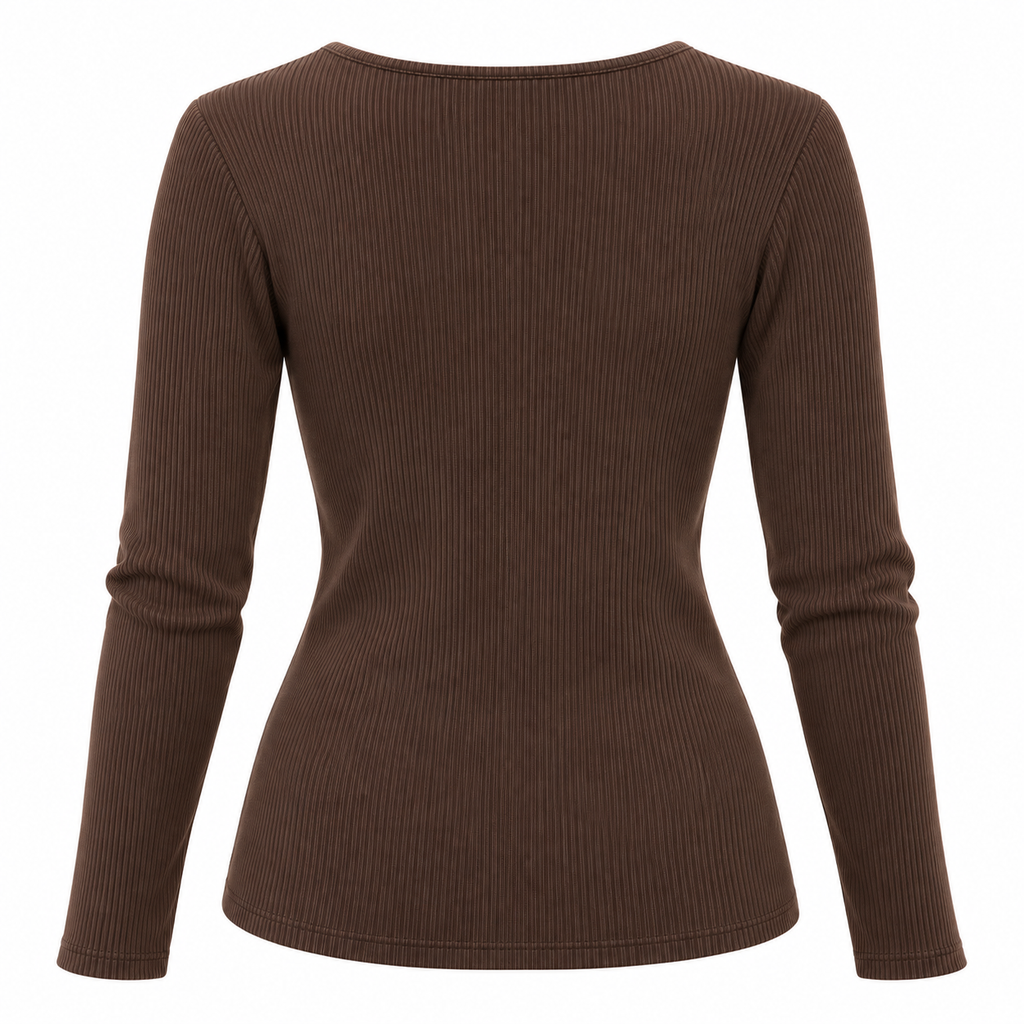 Maglia in costina con scollo quadrato