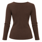 Maglia in costina con scollo quadrato