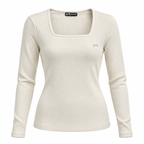 Maglia in costina con scollo quadrato