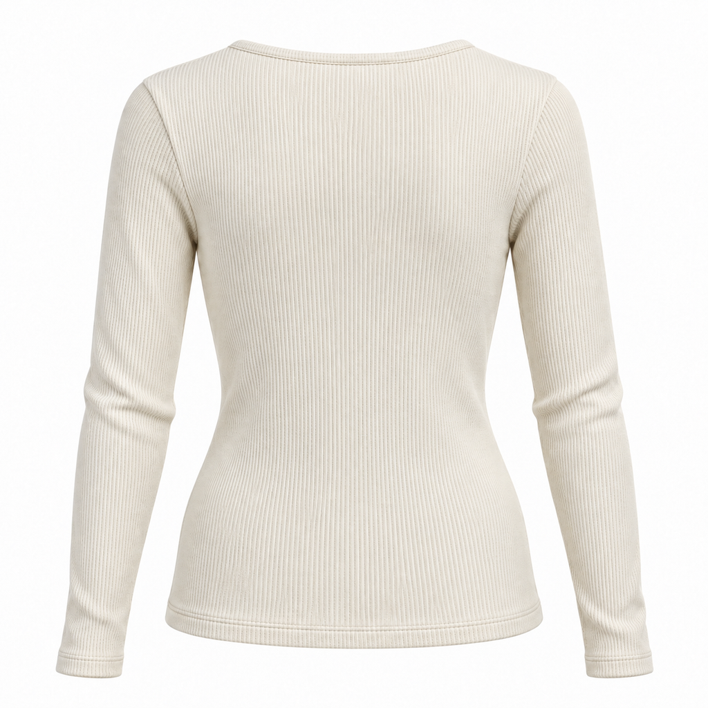 Maglia in costina con scollo quadrato