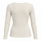 Maglia in costina con scollo quadrato