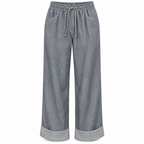 Pantalone effetto jeans a gamba larga con risvolto