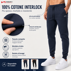Pantaloni Tuta Uomo 100% Cotone Interlock 4 Stagioni, Pantalone con Tessuto Spesso Grazie alla Tessitura Interlock e Traspirante, per Palestra, Scuola, Lavoro, Look Casual