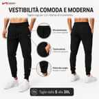 Pantaloni Tuta Uomo 100% Cotone Interlock 4 Stagioni, Pantalone con Tessuto Spesso Grazie alla Tessitura Interlock e Traspirante, per Palestra, Scuola, Lavoro, Look Casual